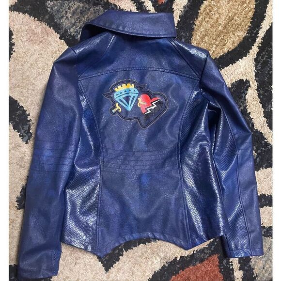 Disney Descendants Mal Faux Blue Leather Moto Jacket XL Villian - Picture 8 of 9
